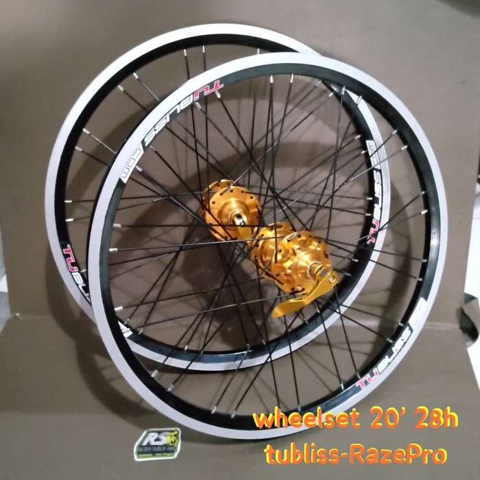 wheelset 20 inch Raze Pro Tubliss alloy double wall  jangkrik tawon diskbrake sepeda lipat minion mi