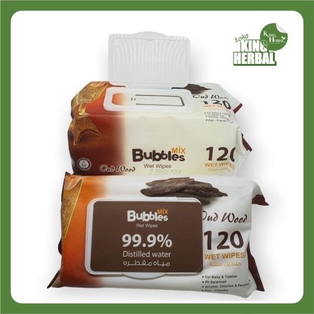 Tisu Tissue Basah Oud Wood By Bubbles Mix Basah Oiginal 120 Wet Wipes
