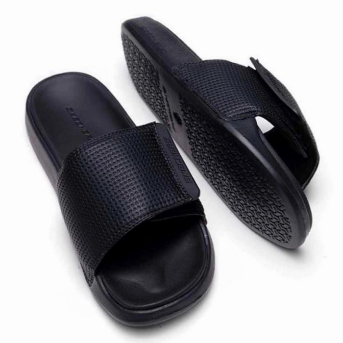 "R.V.Shop" - READY STOCK SKECHERS SENDAL PRIA SLIDE GAMBIX 2.0 MEMORY FOAM 51729NVW - Hitam, 43