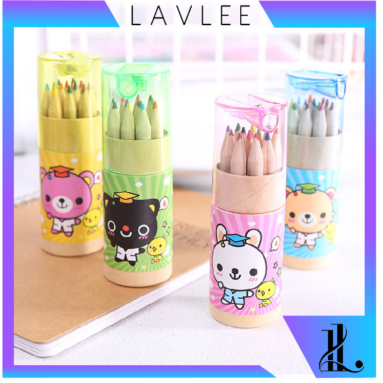 

Lavlee - S5735 Pensil Warna Karakter Kemasan Tabung Murah Import / Pensil Warna 12 IN 1 Free Serutan Pensil / Pencils High Quality / Pensil Color