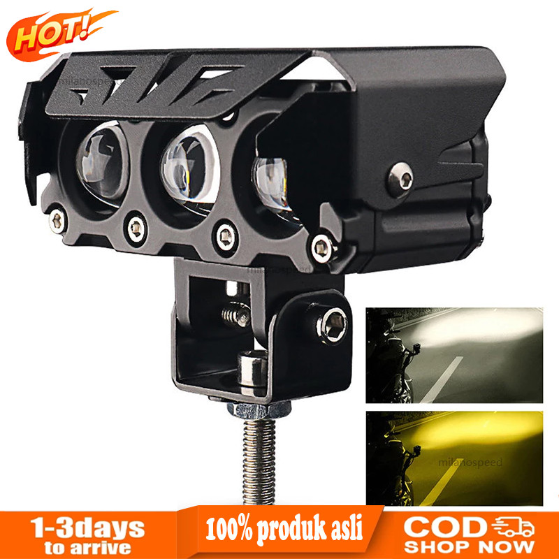 Lampu Tembak Led Foglamp CR7 SQL 3 Mata Laser Gun Putih Kuning 2 Warna Waterproof CR7 Lampu Tembak 3