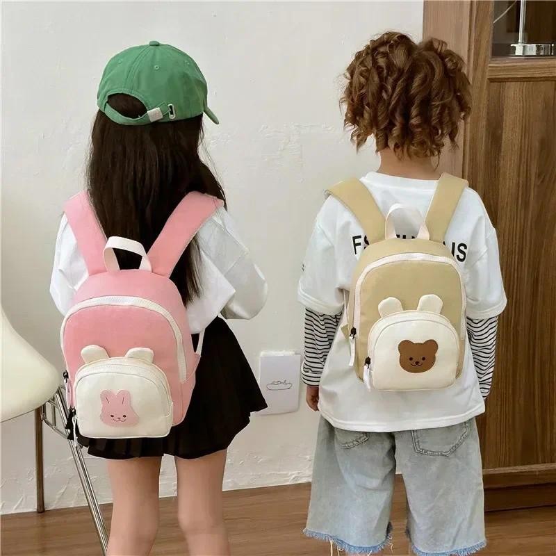 

Korean Canvas Kids Backpack Kawaii Children's Handbags for Girl Kindergarten Boy Schoolbag Cartoon Bear Bunny Toddler Bag