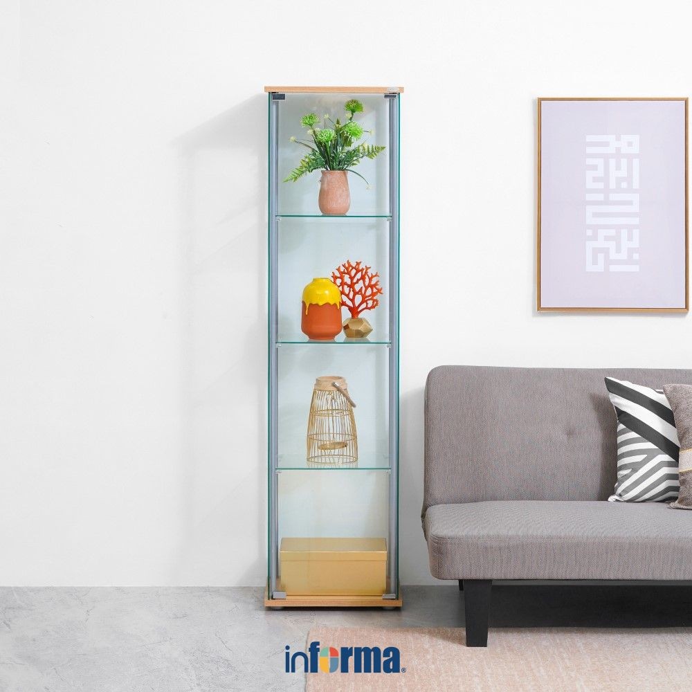 Informa Newvy Curio Lemari Pajang 4 Tingkat - Natural Beech Display Cabinet Kabinet Koleksi Pajangan
