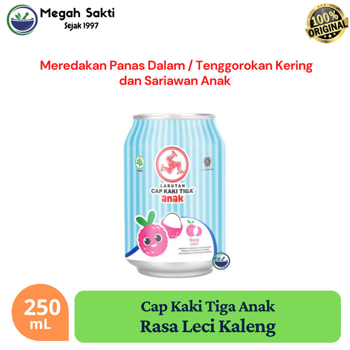 

Megah Sakti - Larutan Cap Kaki Tiga Anak Rasa Leci kaleng 250 mL | Pereda Panas Dalam