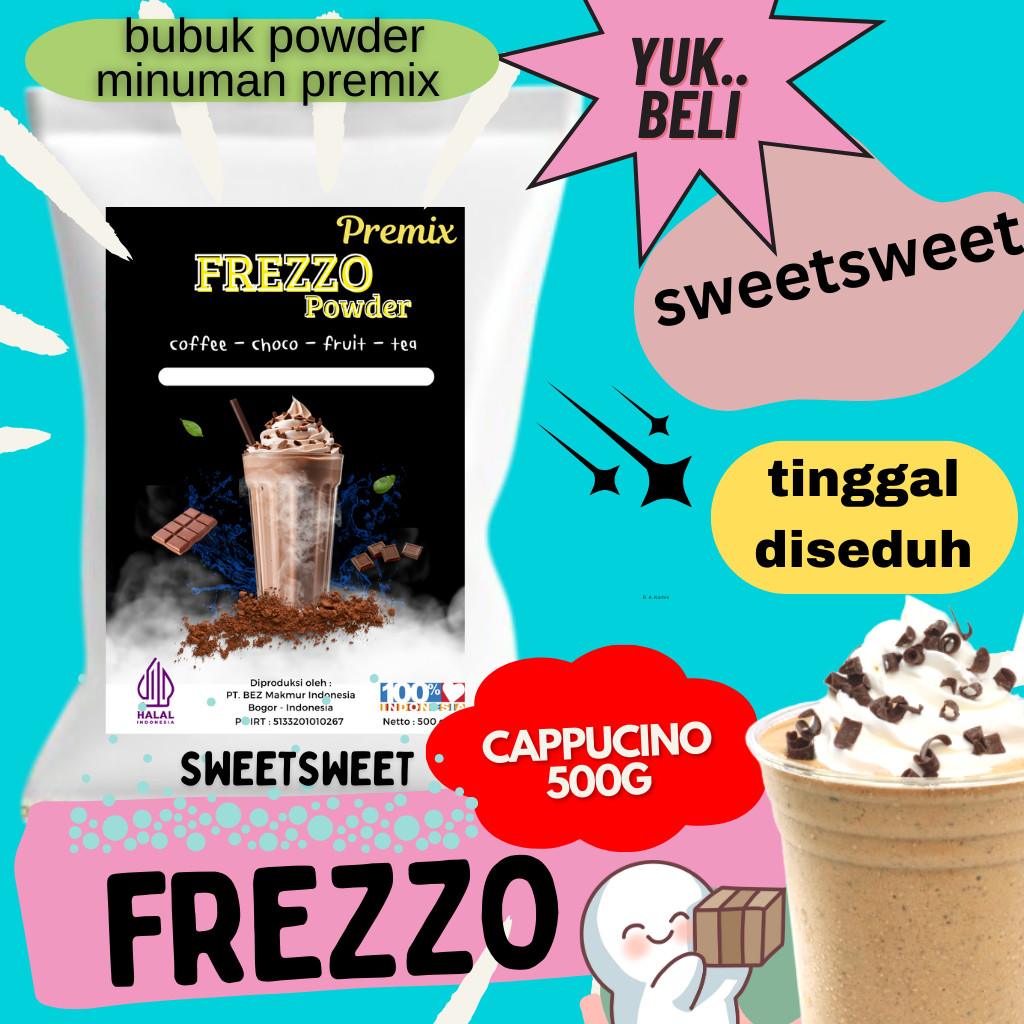 

Sweetsweet Frezzo Boba Powder Drink Cappucino | Bubuk Minuman Rasa Kopi 500 G {Bisa COD dan Grosir}