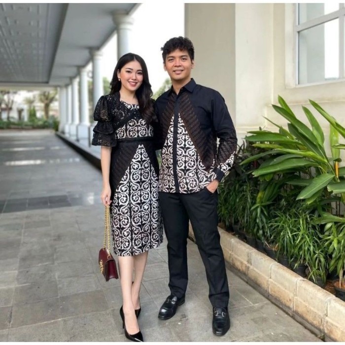 Pakaian batik couple dress wanita kemeja batik kondangan pesta jumbo - Dres, S