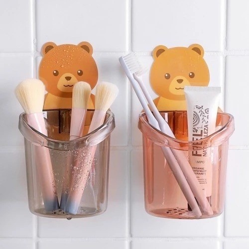 Holder Bear Tempat Sikat Gigi Tempel Dinding Kamar Mandi Odol Brush On Sabun Rak Anak Lucu Karakter
