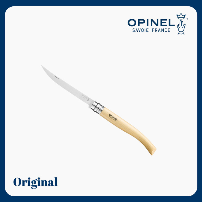 Opinel No.12 Slim Knife Beechwood Handle - Pisau Lipat Stainless Steel
