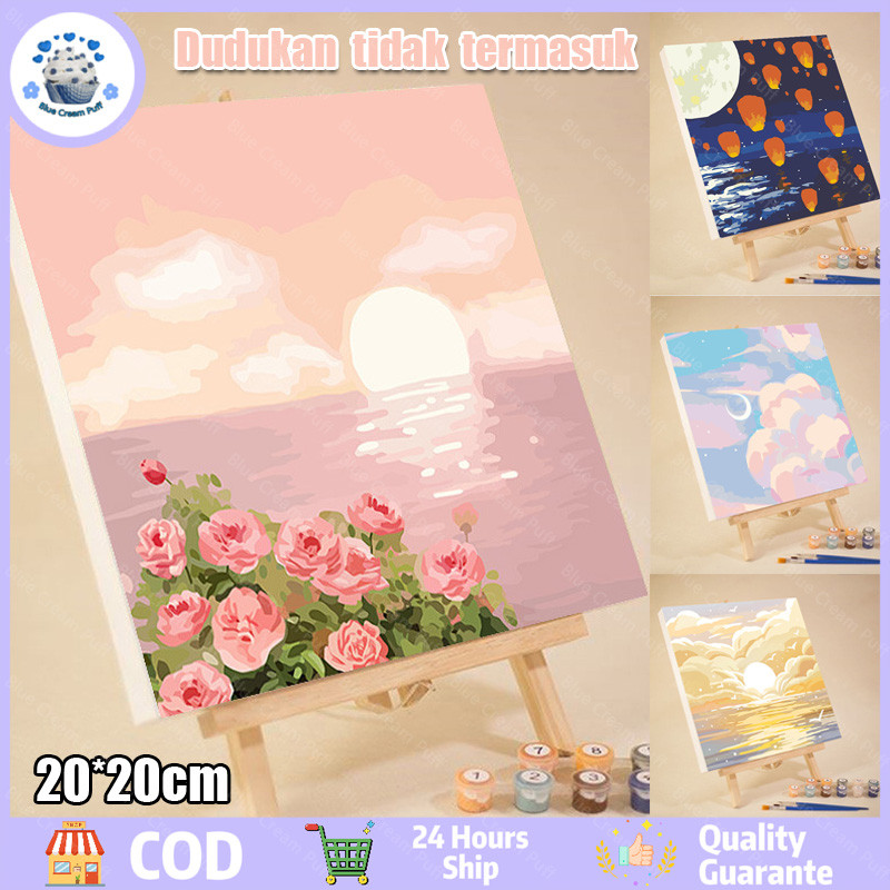 

Bunga Pemandangan diy lukisan cat minyak digital anak-anak siswa dilukis dengan tangan mengisi lukisan cat minyak berwarna 20 * 20cm