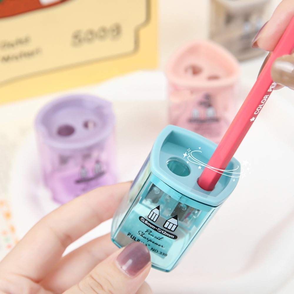 

Cutting Machine Double Hole Pencil Sharpener Sacapuntas Double Hole Small Pencil Sharpener Portable Mini Simple Pencil Cutter