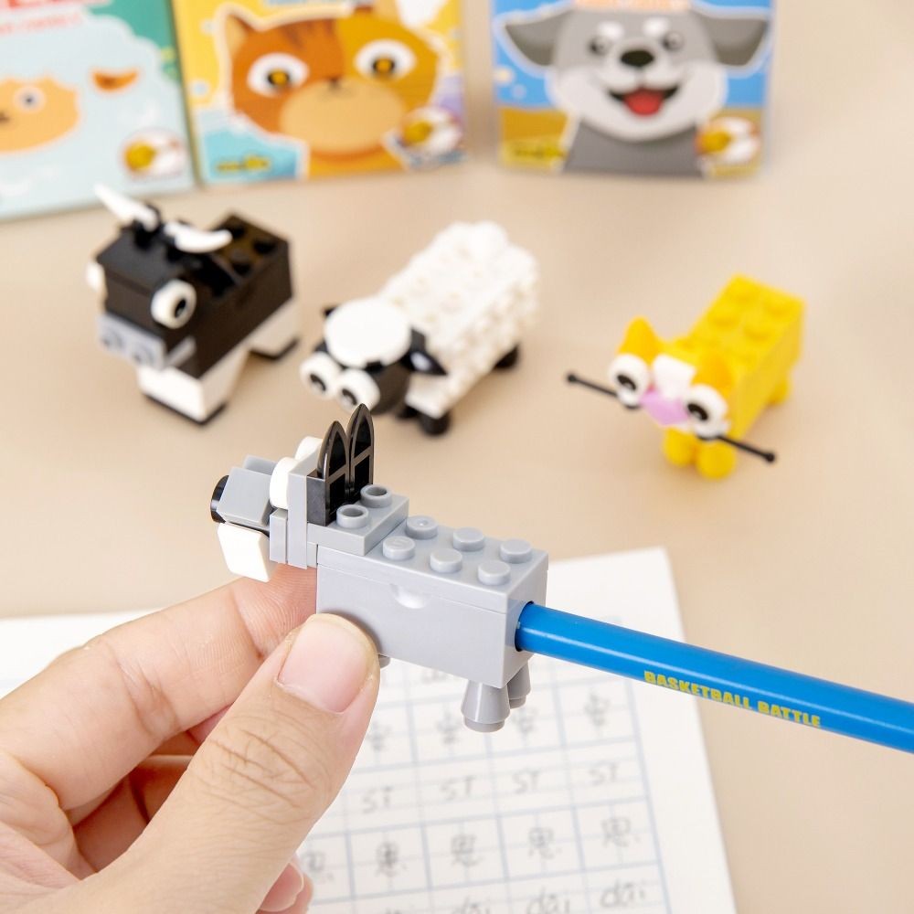 

Puzzle Toys Building Blocks Pencil Sharpener Drawing Animal Shape DIY Assembly Pencil Sharpener Writing Sketching