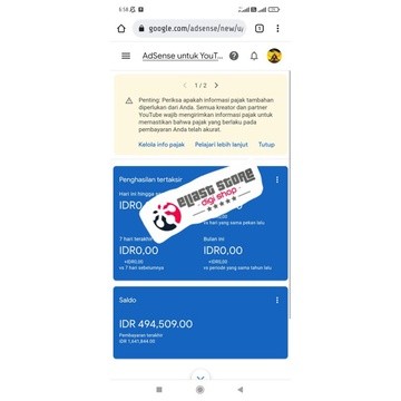 AKUN ADSENSE YOUTUBE PIN PO TINGGAL GANTI REKENING.ADA SALDO. SEPAKET EMAIL UTAMA. 
AMAN BERSIH PELA