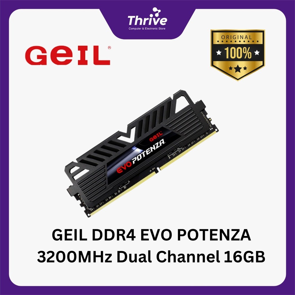 GEIL DDR4 EVO POTENZA 3200MHz Dual Channel 16GB (2x8GB) GAPB416GB3200C22DC (Support AMD & INTEL)