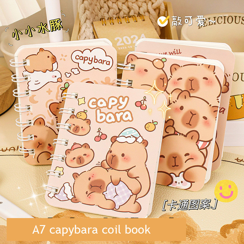 

Capybara A7 Coil Notebook Padded Notebook Mini Pocket Book Diary Sketchbook School Notebooks Office Supplies Back To School