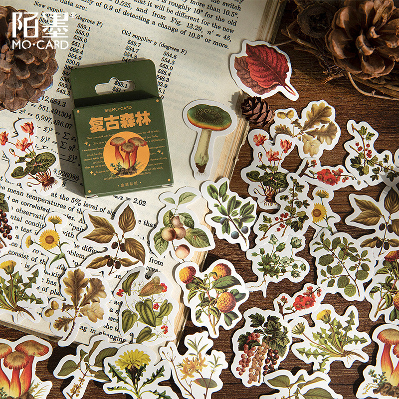 

46 pcs/box Retro Forest Series Decoration plant Stickers Planner Scrapbooking Stationery Korean Diary Stickers