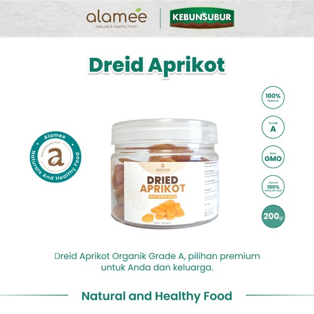 

ALAMEE Dried Apricot Buah Aprikot Kering Dried Fruit Apricots Tanpa Biji Cemilan Buah Sehat 200gr kebunsubur