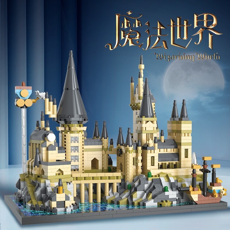 Mainan Bricks Harry Potter benteng 3D Puzzle Blok Bangunan Susun Edukasi Mainan