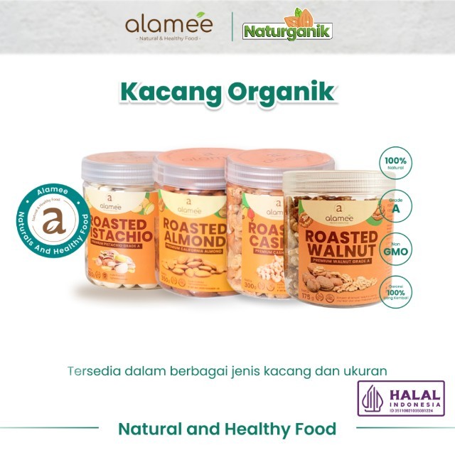 

alamee kacang panggang toples besar almond mede walnut pistachio Premium Roasted Grade A California Naturganik