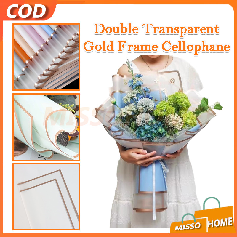 

Double Transparent Gold Frame Cellophane / Ecer Lembaran Kertas Bunga Wrapping Paper / Kertas Duket Transparent Double Frame / Flower Wrapping Double Gold Frame / Flower Wrapping Paper List Gold