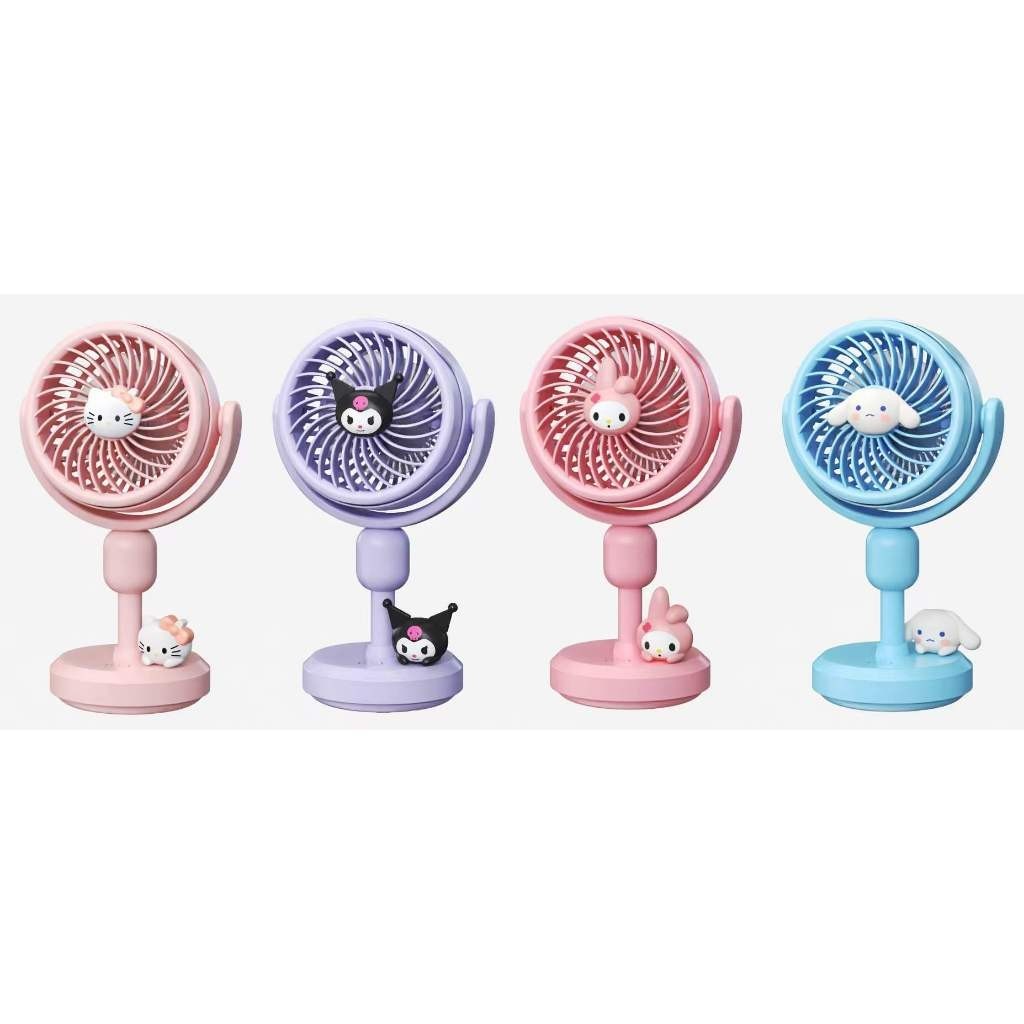 Kipas Portable Berdiri 20cm Kuromi Cinnamoroll Melody Hello Kitty