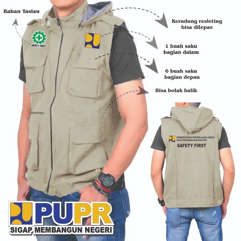 TERLARISSS  SABLON JAKET ROMPI PUPR PARASUT MODEL KANTONG / JAKET ROMPI DISTRO / JAKET ROMPI SAFETY 