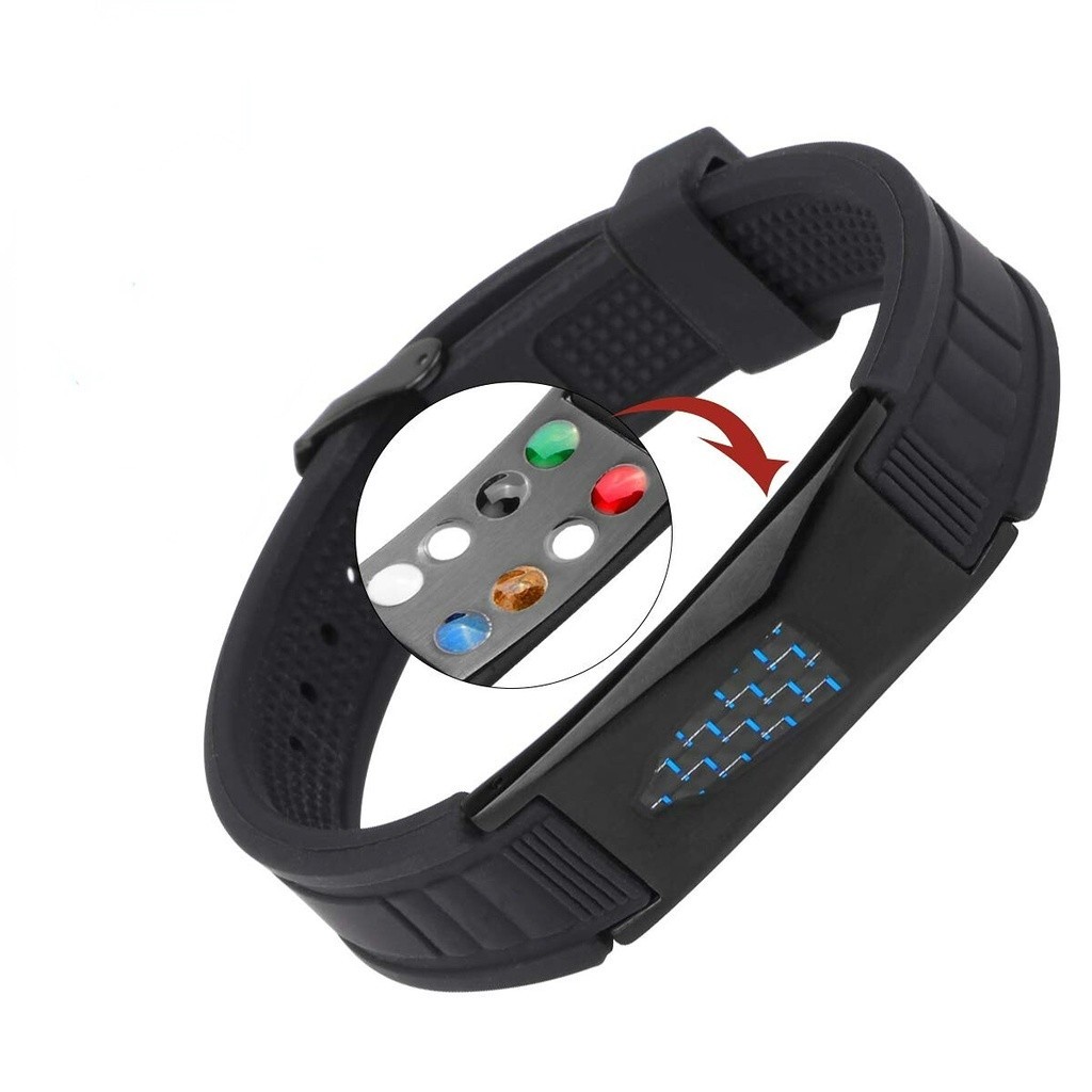 Aksesori Fashion Merek Asli Gelang Silikon Biotitanium 7in1 Pria Gelang Terapi Magnetik untuk Mening