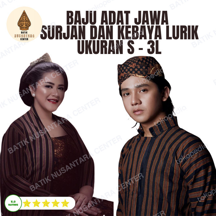 promo ✨ -Baju Batik Surjan Lurik Bahan Halu Pakaian Adat Ja Tradisional Jogja - Surjan, 3XL