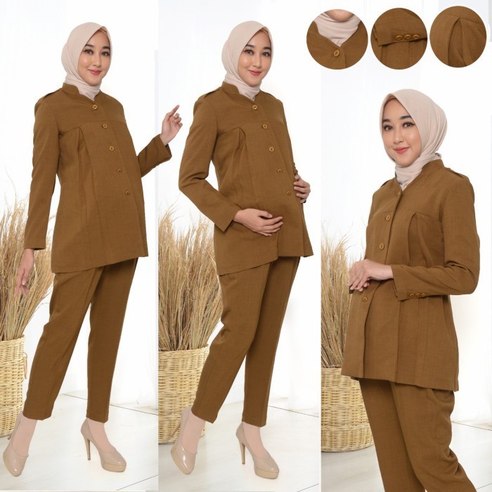 promo ✨ -seragam dinas Pemda hamil baju kantor Pemda bumil baju khaki