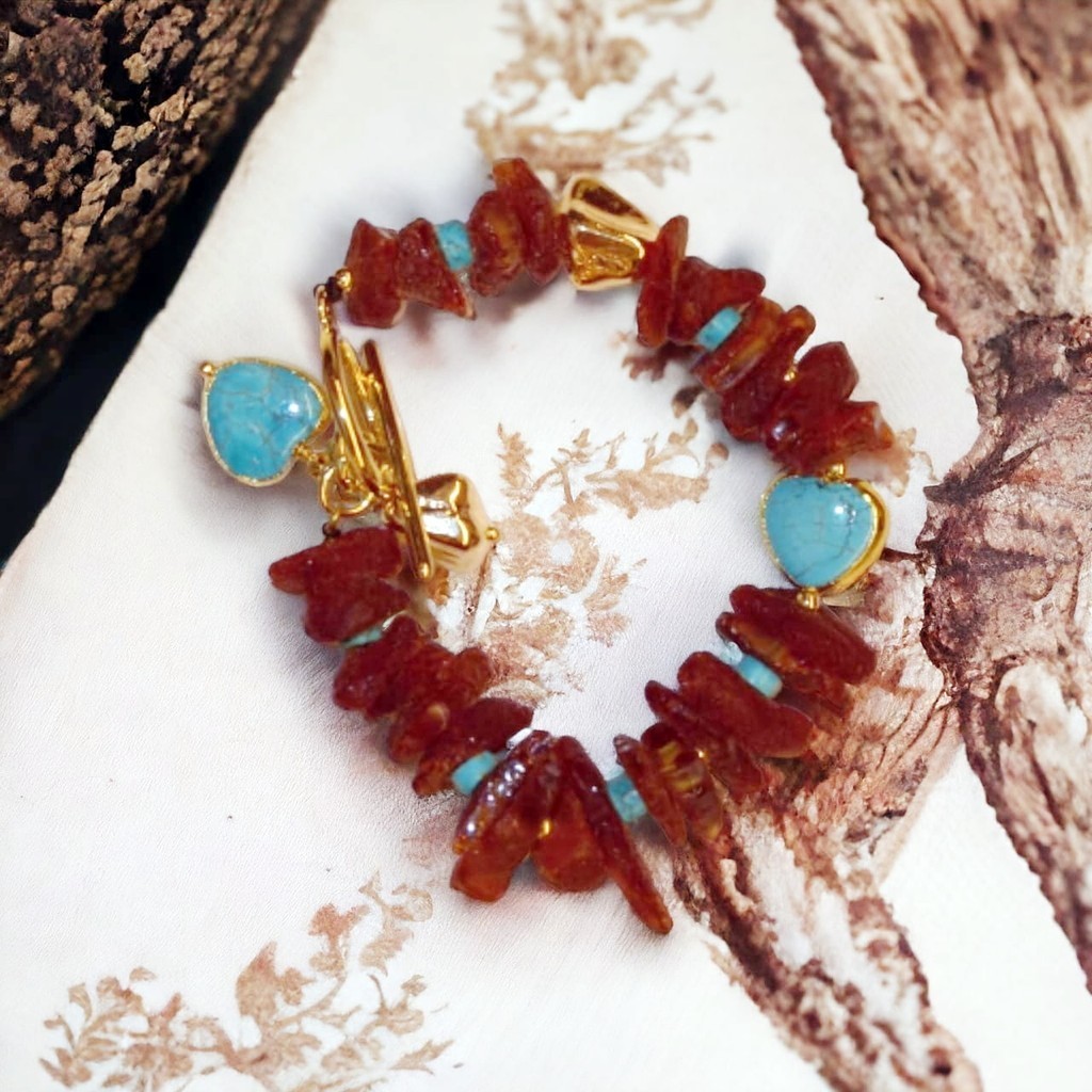 Gelang Etnik Amber dan Turquoise - Ellyhan Jewelry