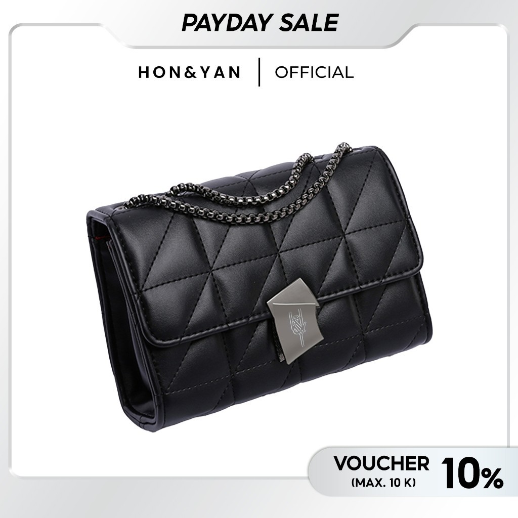 Original HONYAN Tas Selempang Wanita Kekinian Branded Hitam Elegant Terbaru Tas Pesta Undangan Konda