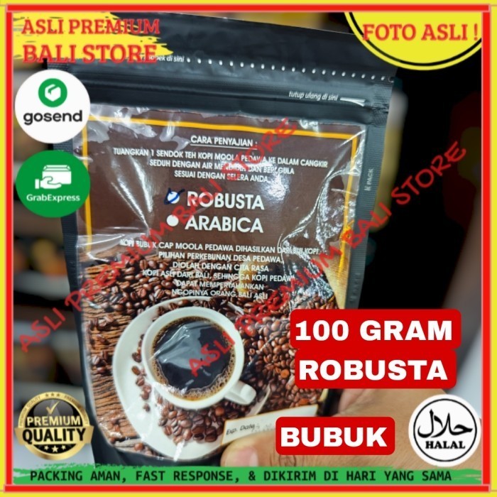 

OLEH OLEH MINUMAN KHAS ASLI ORI ORIGINAL BALI SERBUK BUBUK KOPI ROBUSTA 100 GR GRAM