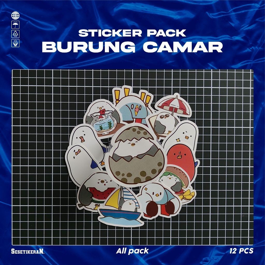 

COD✨ Sesetikeran Stiker Pack Burung Camar Lucu Untuk Koper Laptop Skateboard
