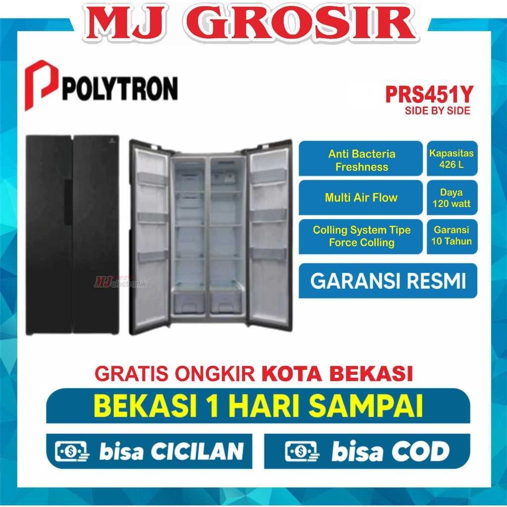 promo spesial KULKAS POLYTRON PRS 460 /PRS 455 / PRS 451 LEMARI ES 2 PINTU SIDE BY SIDE INVERTER