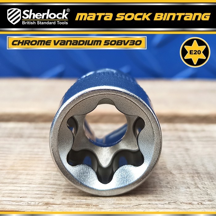 Sherlock 1/2 inch Drive Star Socket Kunci Shock Bintang Sok E20