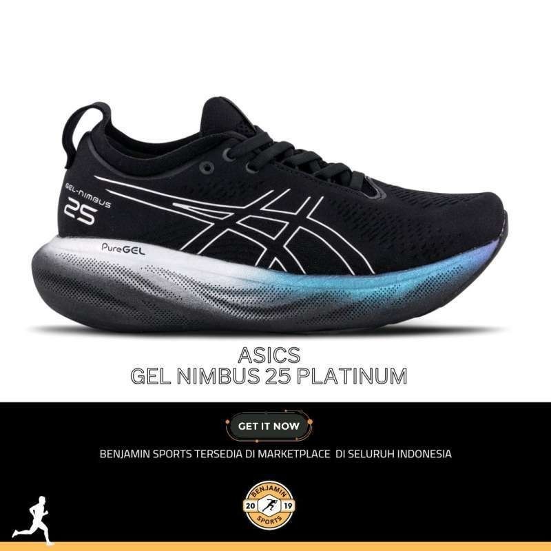 Sepatu lari wanita ASICS Gel Nimbus 25 platinum Original