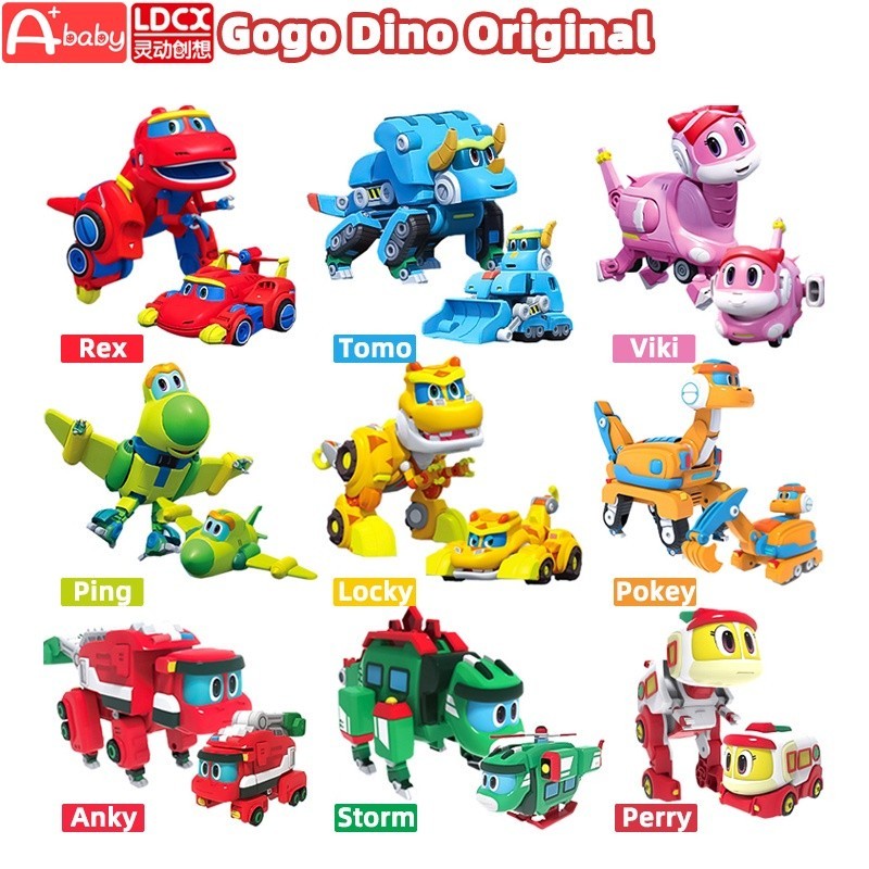 MF63IK Gogo Dino Mini Deform Dinosaur Toys Original Action Figure Transformation Rex Viki Tomo Ping 