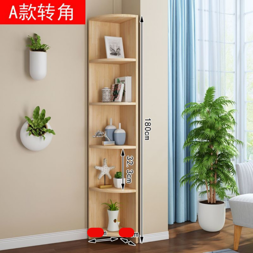 rak sudut oval ruang tamu tinggi 180cm HIASAN MEWAH MINIMALIS