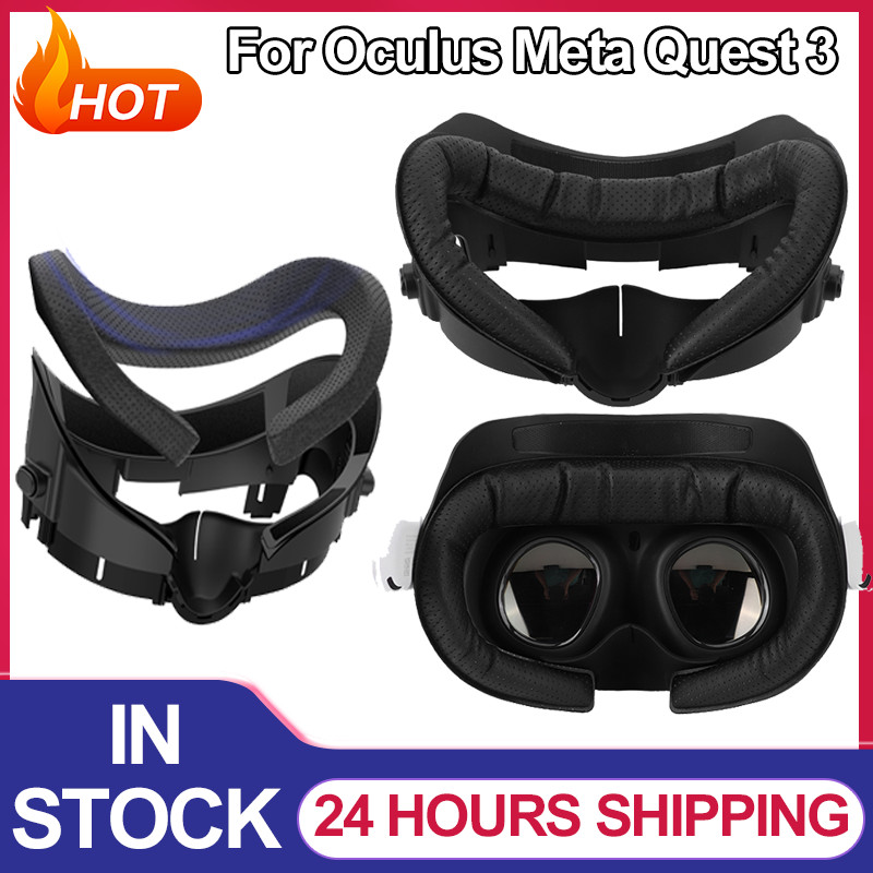 VR PU Leather Face Mask Cover Silicone Face Cover for Meta Quest 3 Foam Cushion Ice Silk Nose Pad Fo