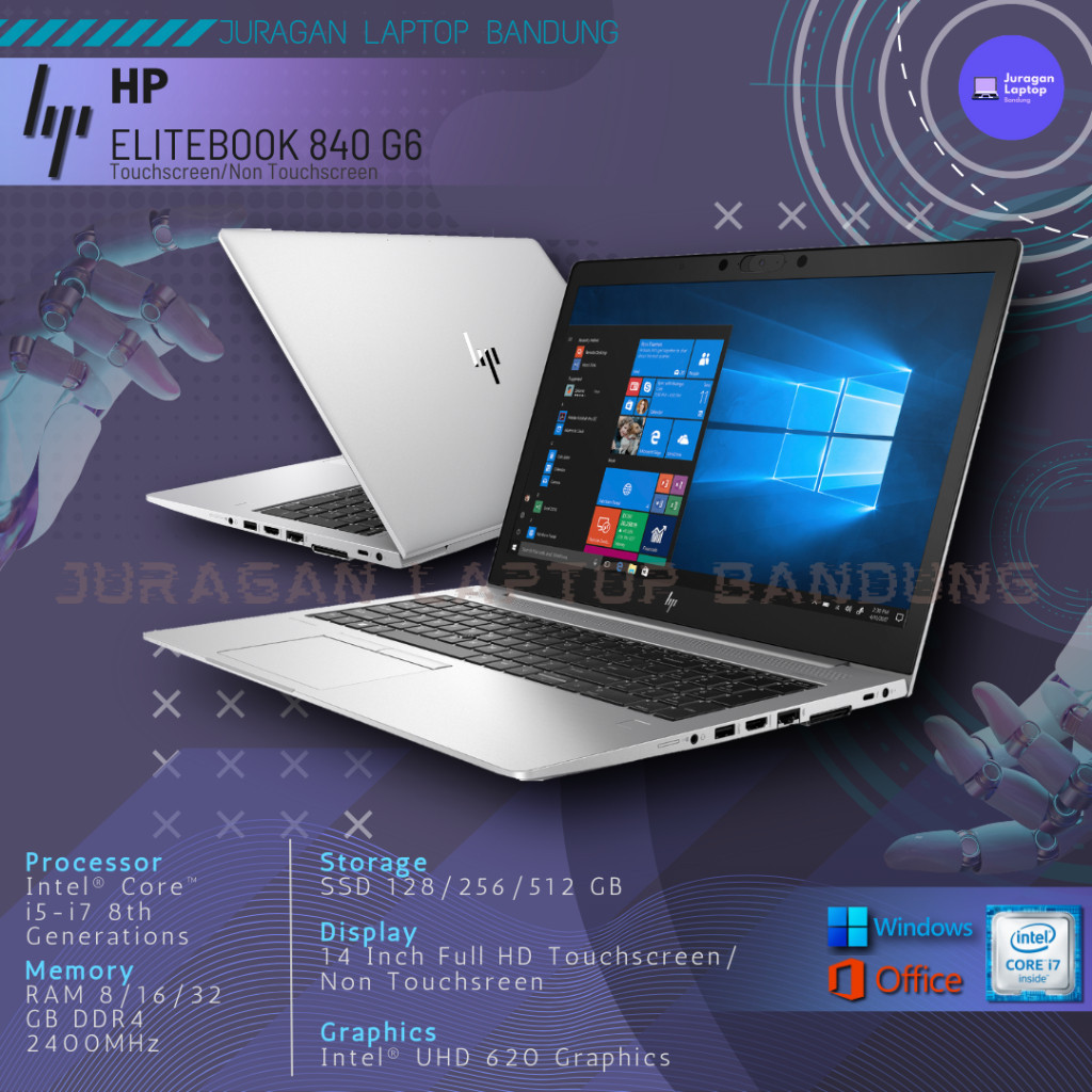 diskon promo cuci gudang bergaransi 1thn Laptop HP ELITEBOOK 840 G6 Intel® Core™ i5/i7 Gen 8 RAM 8GB/16GB SSD 256GB 14" Touchscreen/NonTouchscreen
