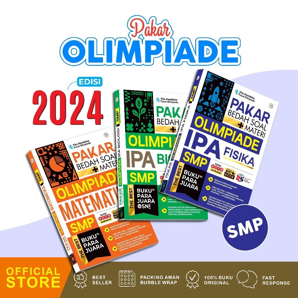

[PROMO MURAH] BUKU KSN - OSN 2024 SOAL DAN MATERI SMP PAKAR BEDAH SOAL MATERI OLIMPIADE SMP