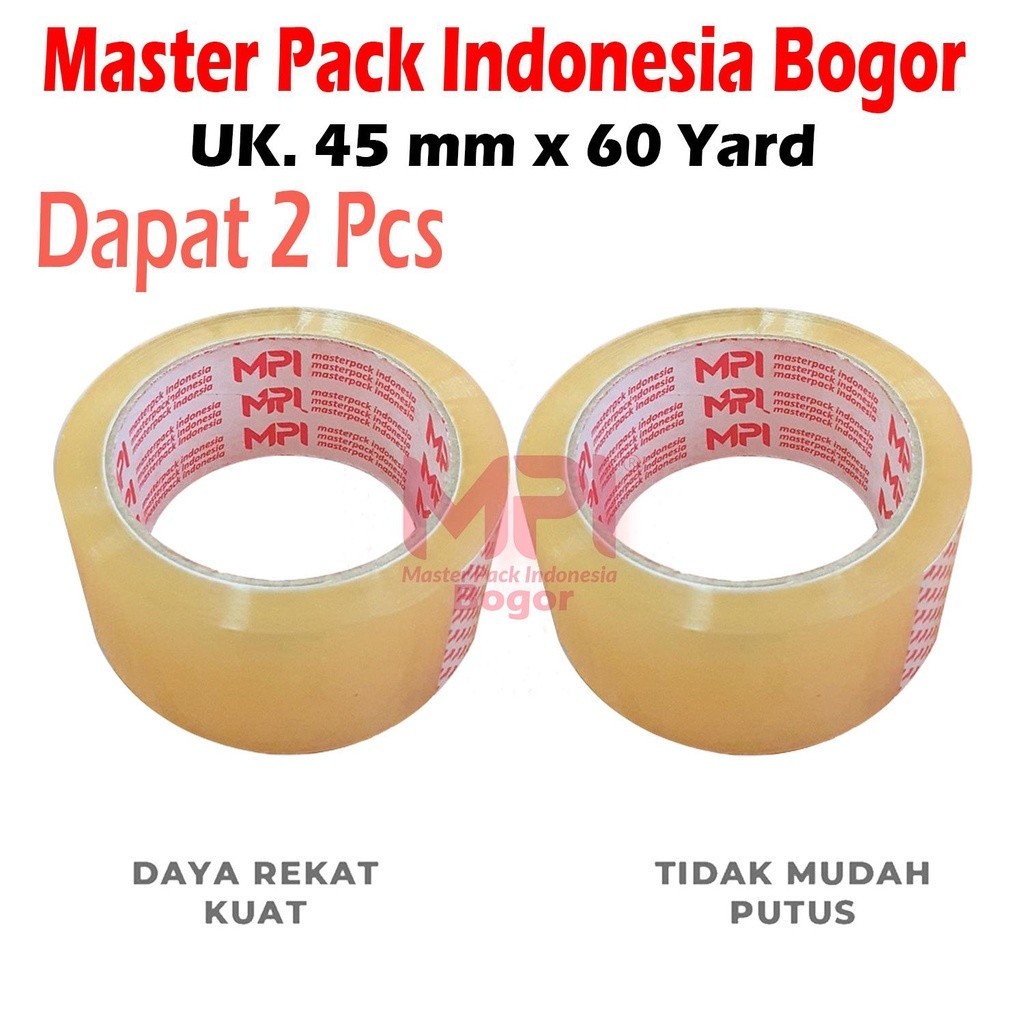 

[ 2 PCS ] Lakban Bening 45 mm x 60 Yard / Lakban Untuk Packing - Master Pack Indonesia Bandung