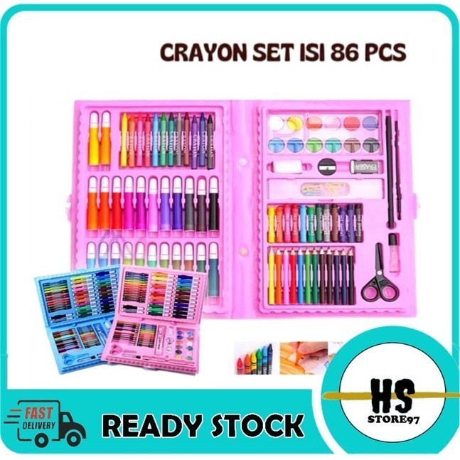 

CRAYON SET 86 PCS / PENSIL WARNA || CRAYON MEWARNAI ANAK ANAK || COPER SET MENGGAMBAR