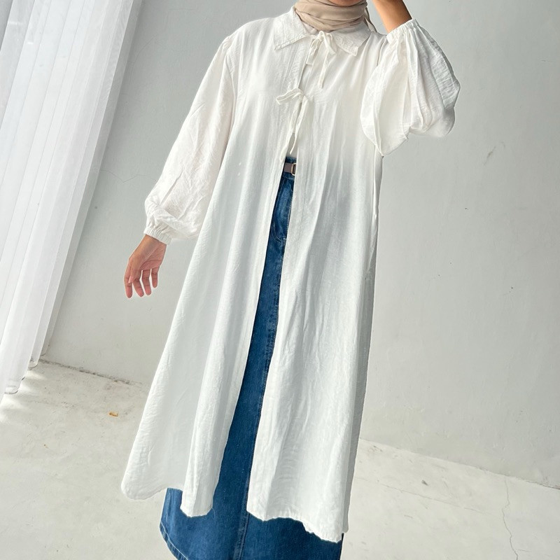 Araya Outer Polo Linen Premium Outer Tunik Polos Belah Samping Wanita Remaja Kekinian Terbaru Simple