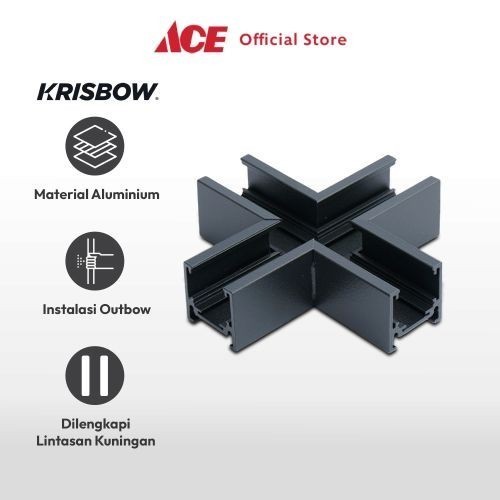 Ace Krisbow Part Konektor Rel Lampu Sorot X - Hitam Connector Railing Surface Konektor Rel Led Sorot