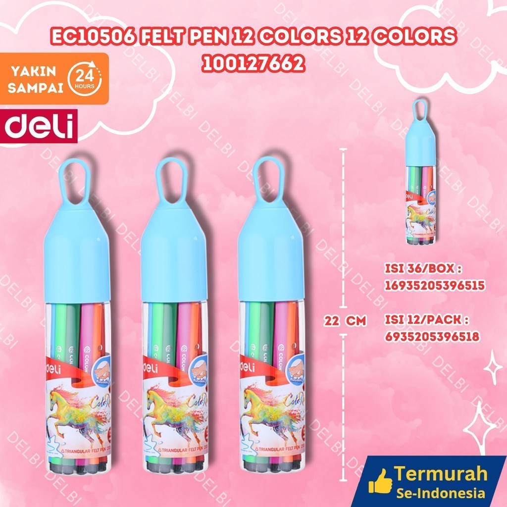 

Deli Spidol Warna 1.0mm EC10506 FELT PEN 12 COLORD 12 COLORS