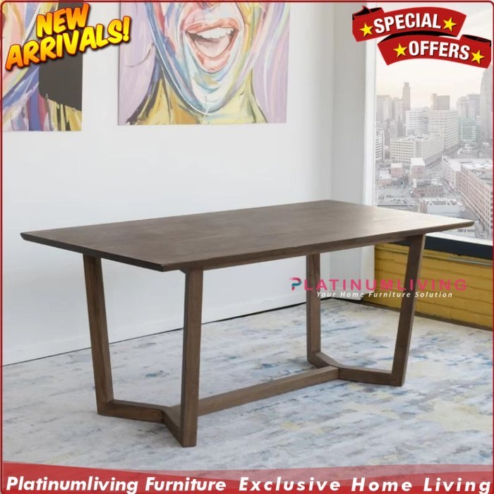 Meja makan terbaru kayu jati meja cafe modern minimalis terbaik - 120x80