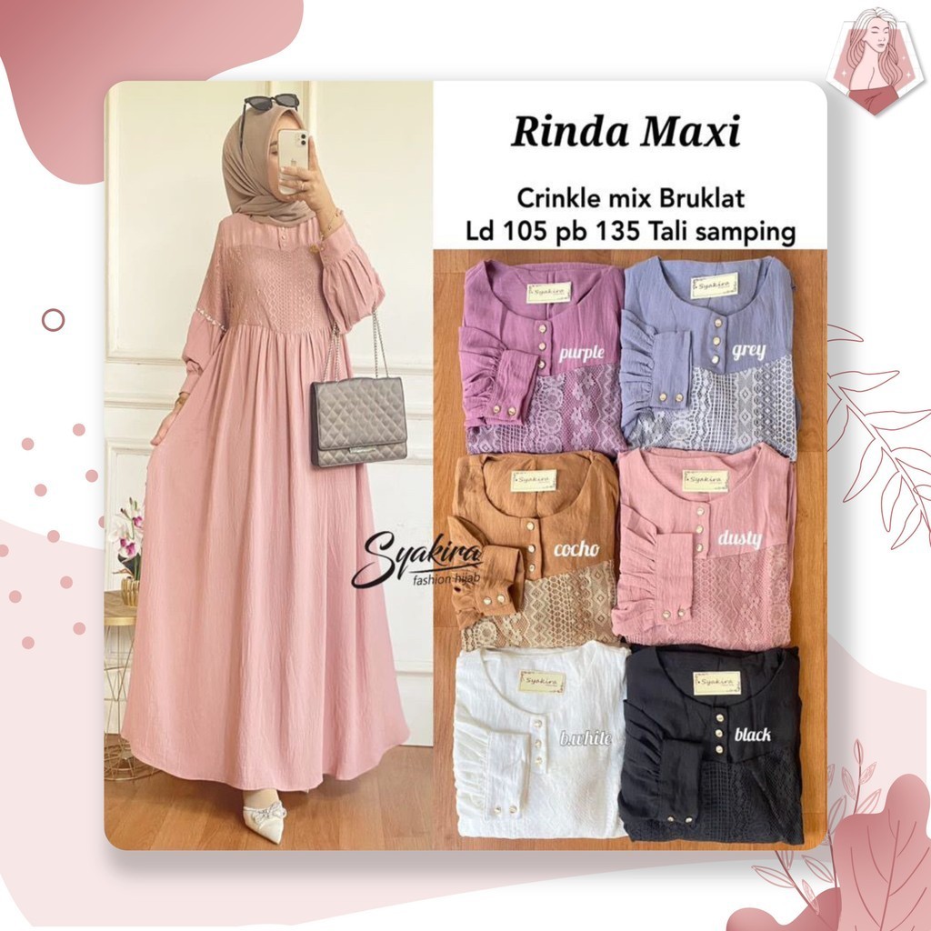 Rinda Crinkle Brukat - Gamis Elegan untuk Kenyamanan Muslimah