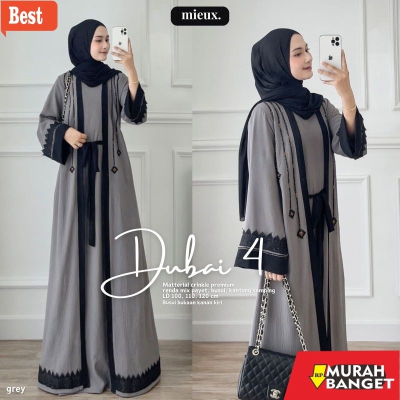 Abaya Turki Kekinian Dubai Abaya 4 Series Airflow Crinkle Premium Import Original Mieux