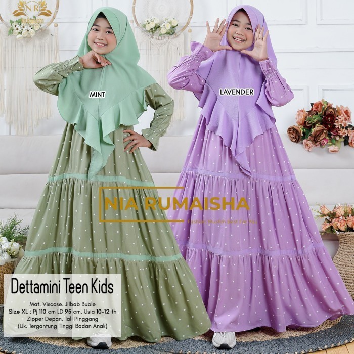 Baju gamis syari anak umur 10-12 tahun detamini kids