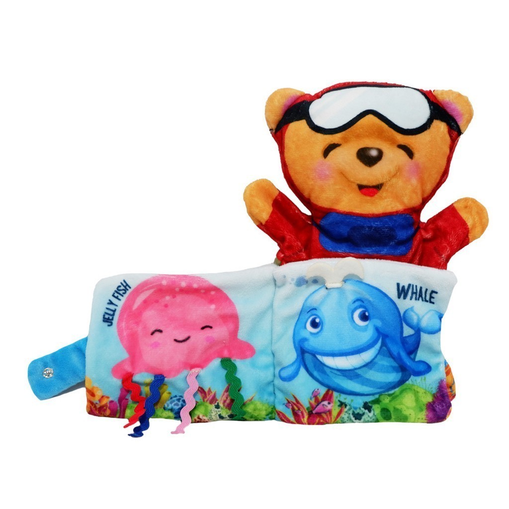 Hand Puppet Soft Book Ocean Life Boneka Tangan Mainan Bayi ISBON